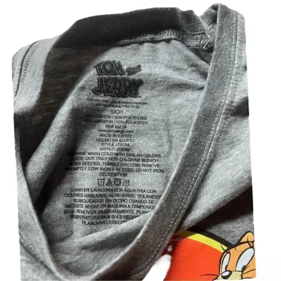 Tom & Jerry T-Shirt Nostalgia Novelty Cartoon Orange Logo Back Retro Cat Mouse - Picture 6 of 7